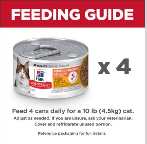 Hill's Science Diet Perfect Digestion Chicken, Vegetable & Rice Stew Adult Canned Cat Food  Canned Cat Food  | PetMax Canada