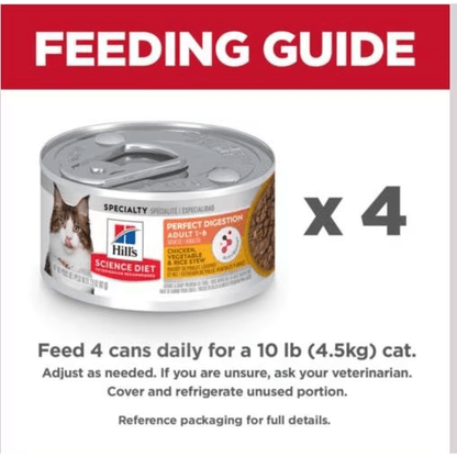 Hill's Science Diet Perfect Digestion Chicken, Vegetable & Rice Stew Adult Canned Cat Food - 82g - Canned Cat Food - Hill's Science Diet - PetMax Canada