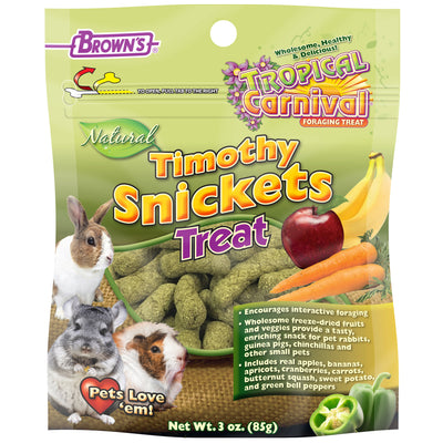 Brown's Tropical Carnival Natural Timothy Snickets Rabbit, Guinea Pig, Chinchilla Treats