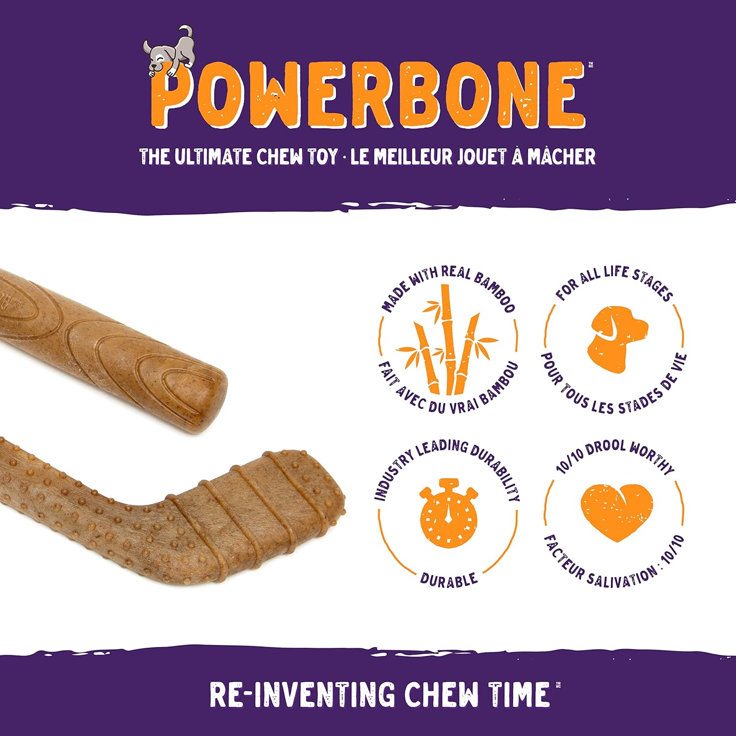 The Chew Club Powerbone Dog Chew Nylon & Bamboo Chew Twist Tail  Nylon  | PetMax Canada