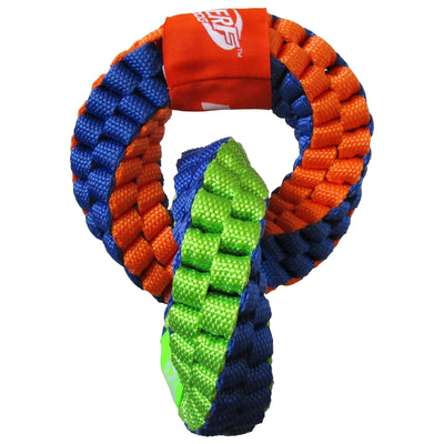 Nerf Dog Braided Twisted 2-Ring Tug - 7" - Dog Toys - Nerf - PetMax Canada