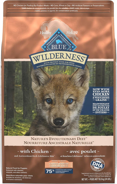 Blue Buffalo Wilderness More Meat & Wholesome Grains Natural Dry Dog Food Large Breed Puppy Chicken  Dog Food  | PetMax Canada