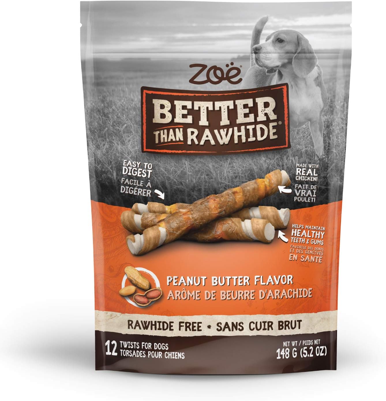 Zoe Better Than Rawhide Peanut Butter Twists Dog Treats