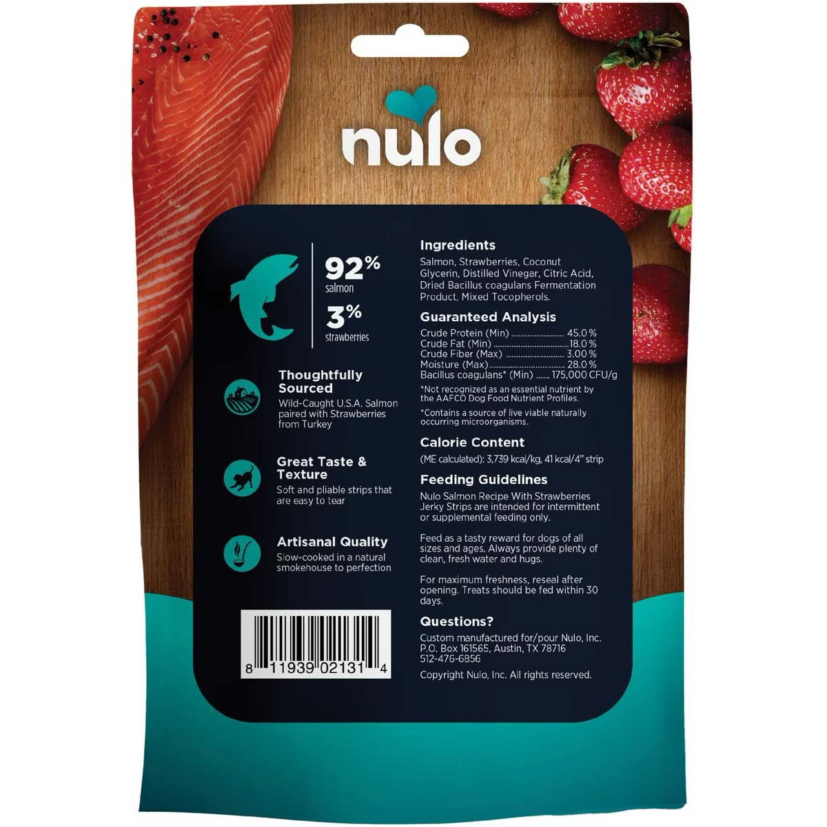 Nulo Freestyle Grain-Free Salmon Recipe with Strawberries Jerky Dog Treats  Dog Treats  | PetMax Canada