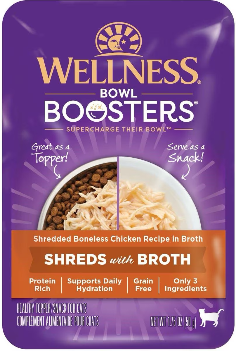 Wellness Bowl Boosters Shredded Chicken Wet Cat Topper 50g Canned Cat Food 50g | PetMax Canada