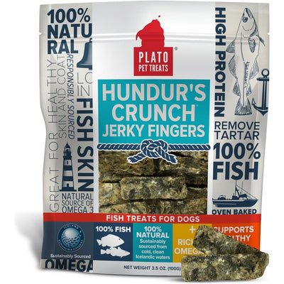 Plato Pet Hundur's Crunch Jerky Fingers Cod Skin