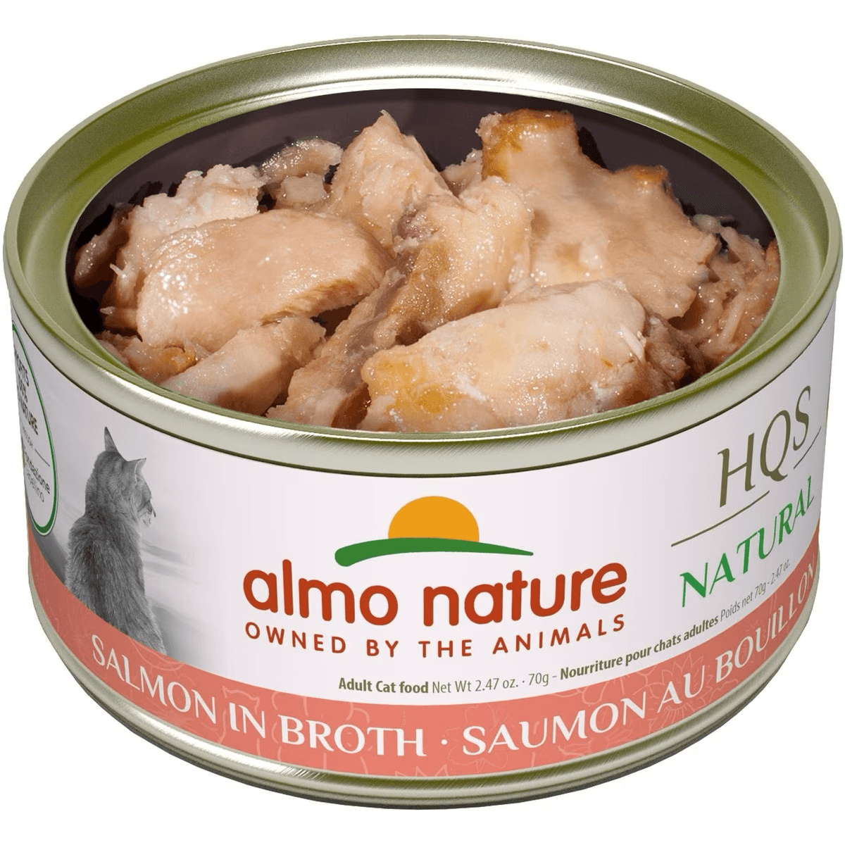 Almo Nature HQS Natural Salmon in Broth Grain-Free Canned Cat Food - 70g - Canned Cat Food - Almo Nature - PetMax Canada