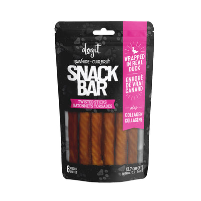 Dogit Snack Bar Dog Treats Duck Wrapped Beefhide & Collagen Twisted Sticks