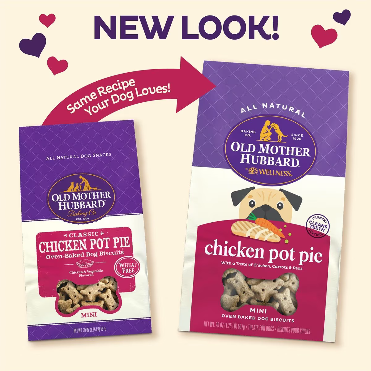 Old Mother Hubbard Classic Chicken Pot Pie Natural Mini Oven-Baked Biscuits Dog Treats  Dog Treats  | PetMax Canada