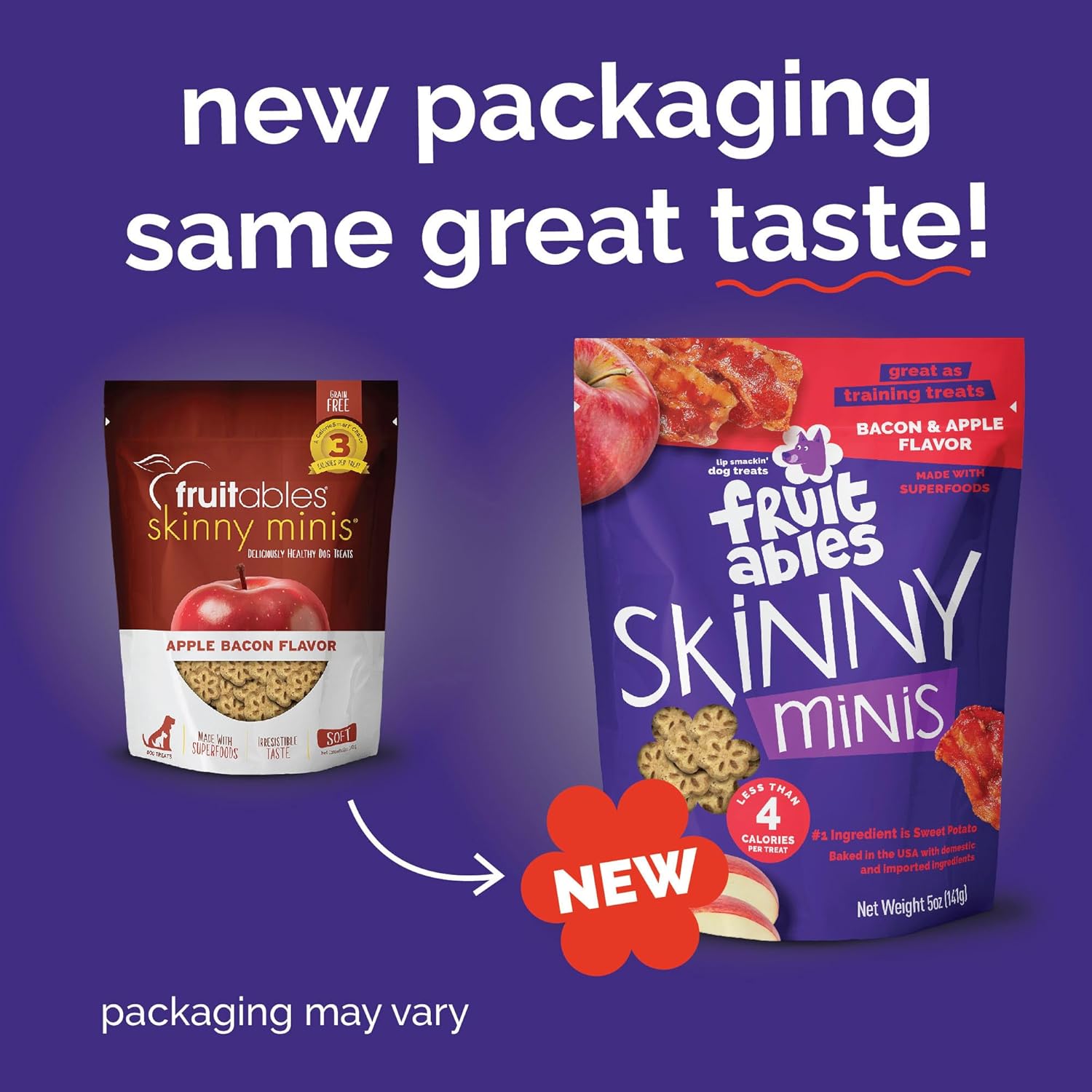 Gâteries pour chiens Skinny Minis de Fruitables Pomme et bacon