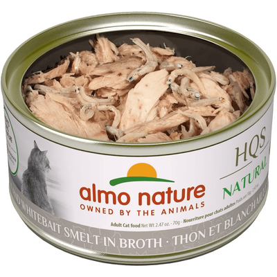 Almo Nature HQS Natural Tuna & Whitebait Smelt in Broth Grain-Free Canned Cat Food - 70g - Canned Cat Food - Almo Nature - PetMax Canada