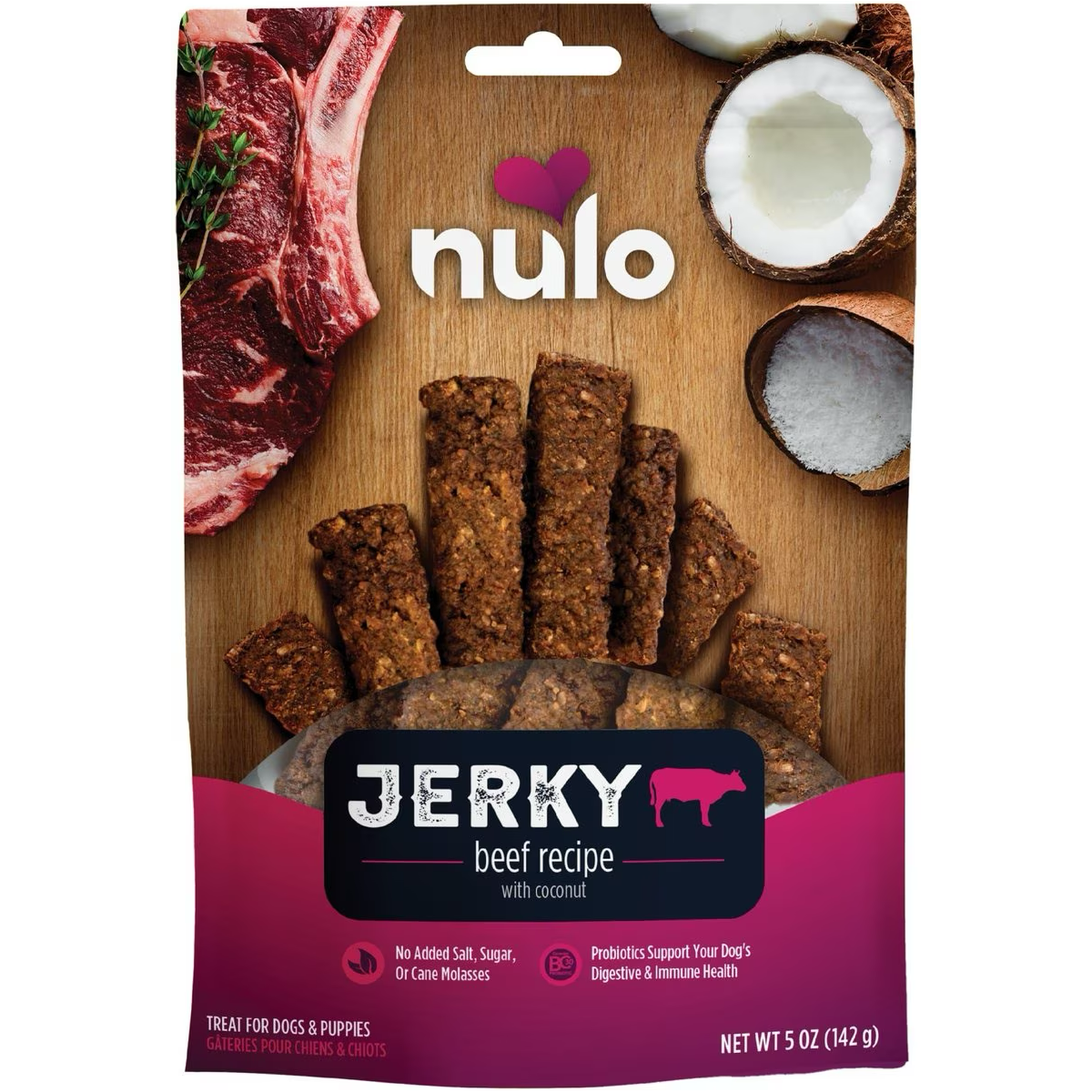 Nulo Freestyle Grain-Free Beef Recipe with Coconut Jerky Dog Treats  Dog Treats  | PetMax Canada