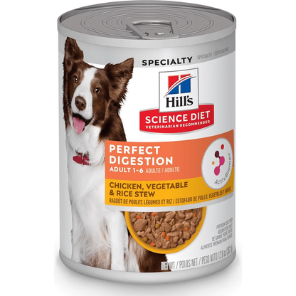 Hill's Science Diet Adult Perfect Digestion Chicken, Vegetable & Rice Stew Canned Dog Food - 363g - Canned Dog Food - Hill's Science Diet - PetMax Canada