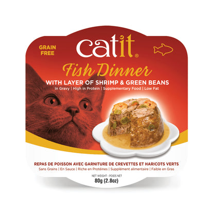 Nourriture humide pour chats CatIt Dîner de poisson avec crevettes et haricots verts