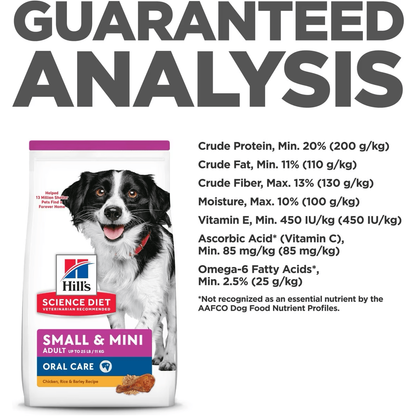 Hill's Science Diet Oral Care Small & Mini Chicken Recipe Adult Dry Dog Food - 1.81 Kg - Dog Food - Hill's Science Diet - PetMax Canada