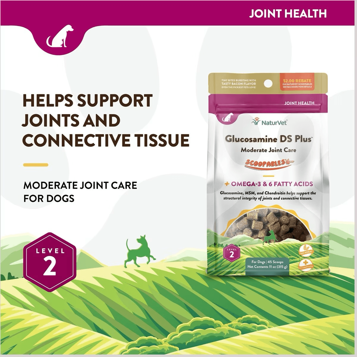 NaturVet Scoopables Glucosamine DS Plus Level 2 Moderate Joint Care Dog Supplement  Health Care  | PetMax Canada