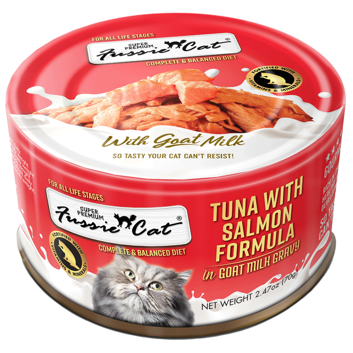 Fussie Cat Premium Tuna With Salmon Formula in Goat Milk  Canned Cat Food  | PetMax Canada