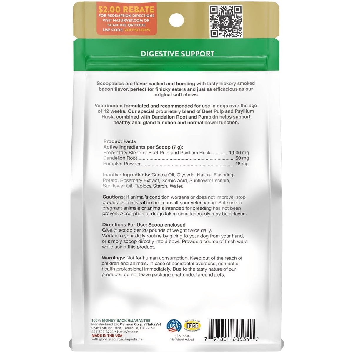 NaturVet Scoopables No Scoot Anal Gland Support Dog Supplement - Default Title - Health Care - Naturvet - PetMax Canada