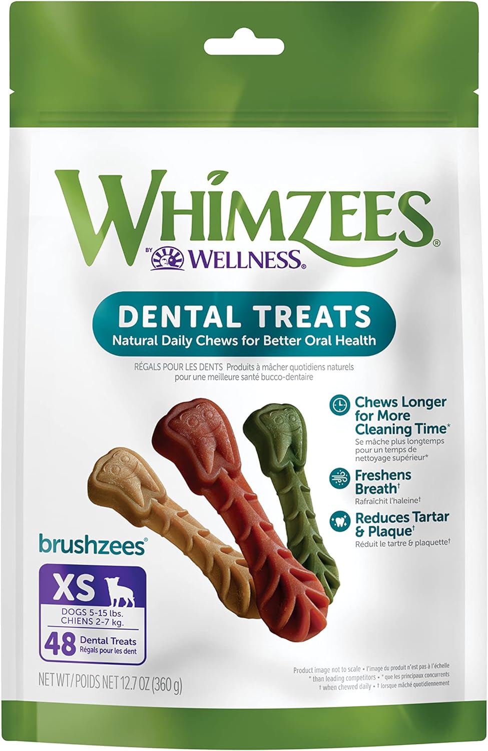 Whimzees Natural Grain Free Daily Dental Long Lasting Dog Treats Brushzees X-Small Natural Chews X-Small | PetMax Canada