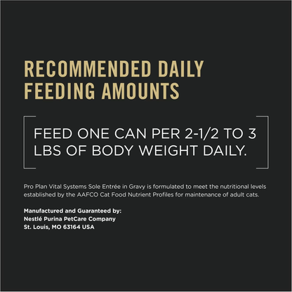 Purina Pro Plan Vital Systems Sole Entree in Wet Cat Food Gravy - 85g - Canned Cat Food - Purina Pro Plan - PetMax Canada