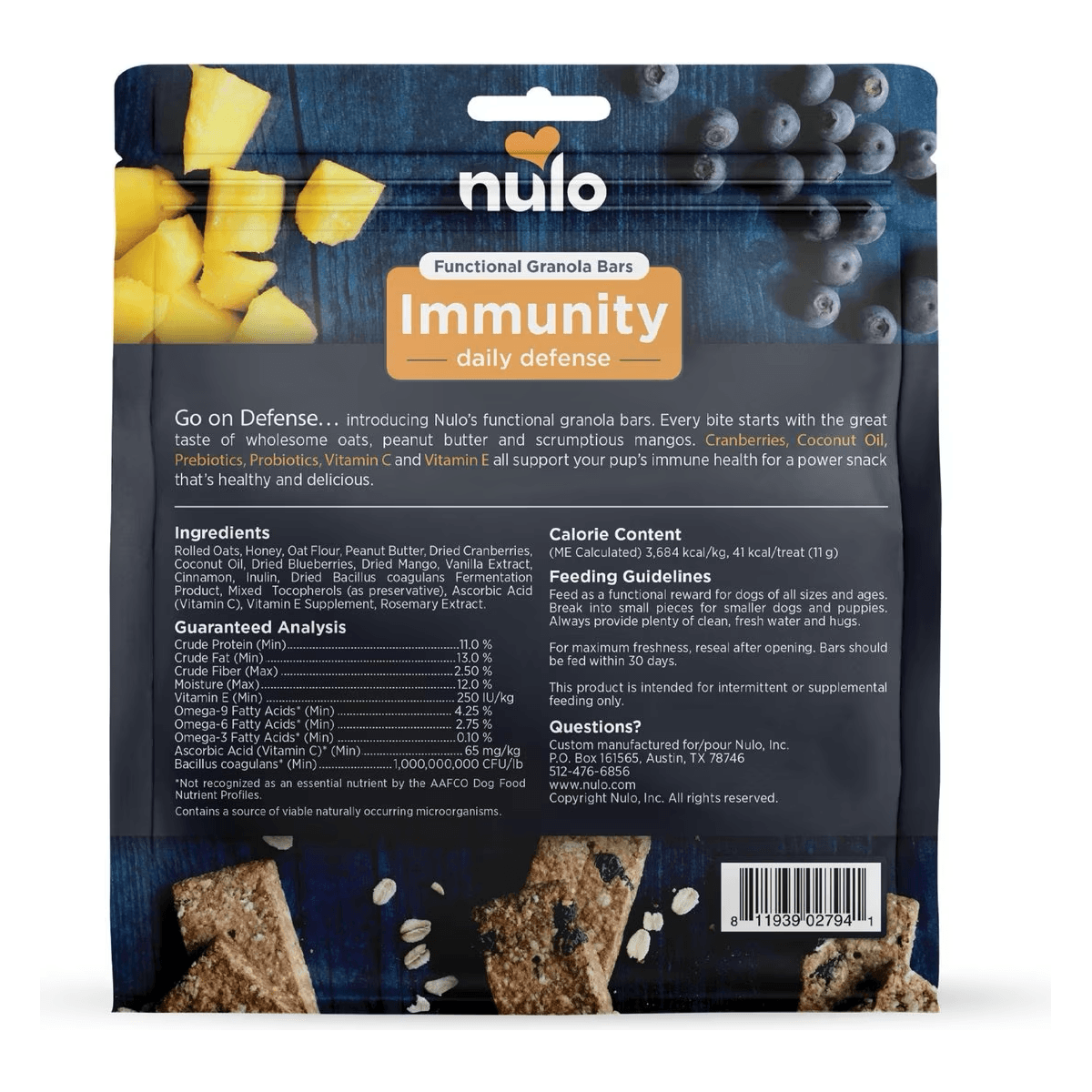 Nulo Functional Granola Immunity Daily Defence Dog Treats  Dog Treats  | PetMax Canada