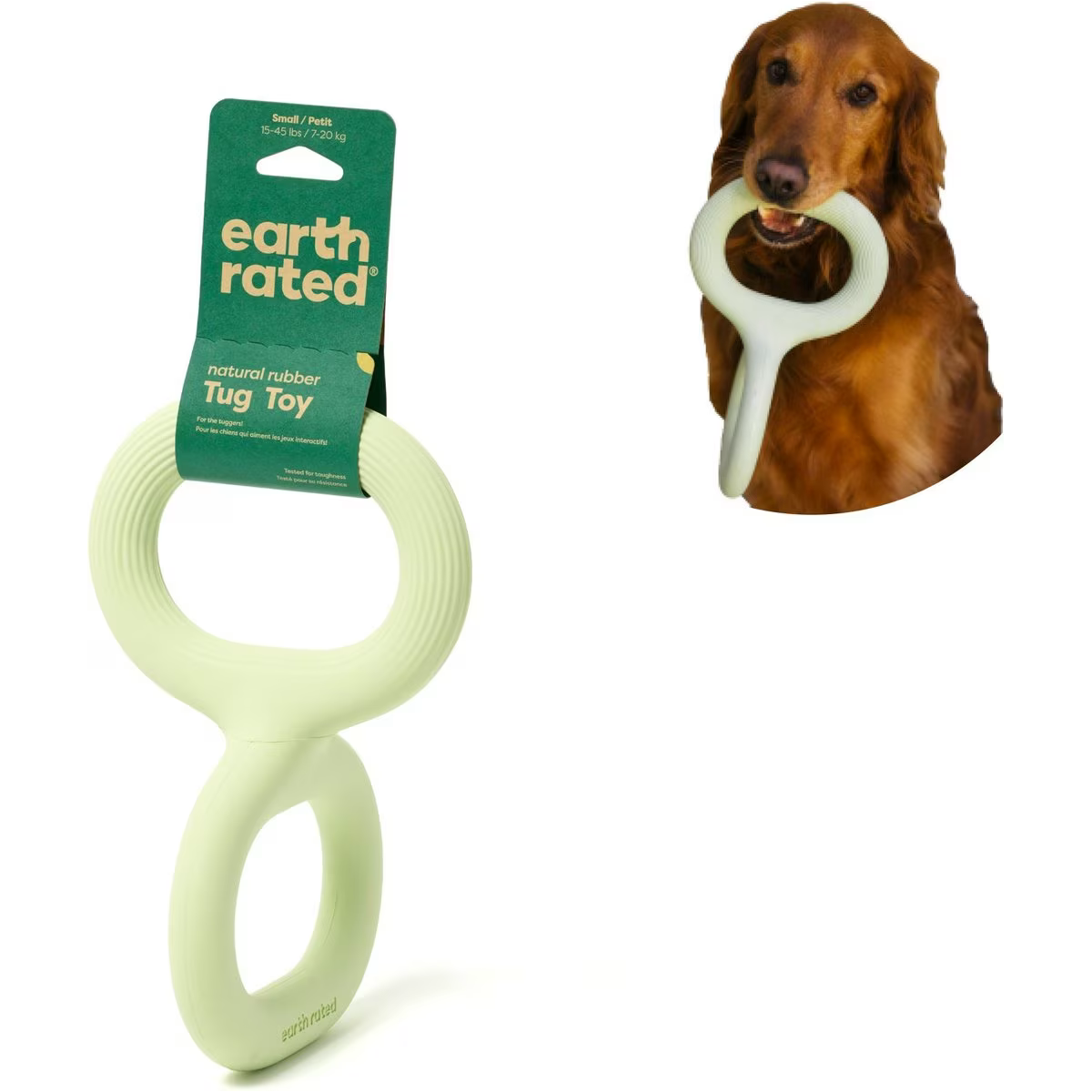 Earth Rated Green Rubber Tug Toy  Dog Toys  | PetMax Canada