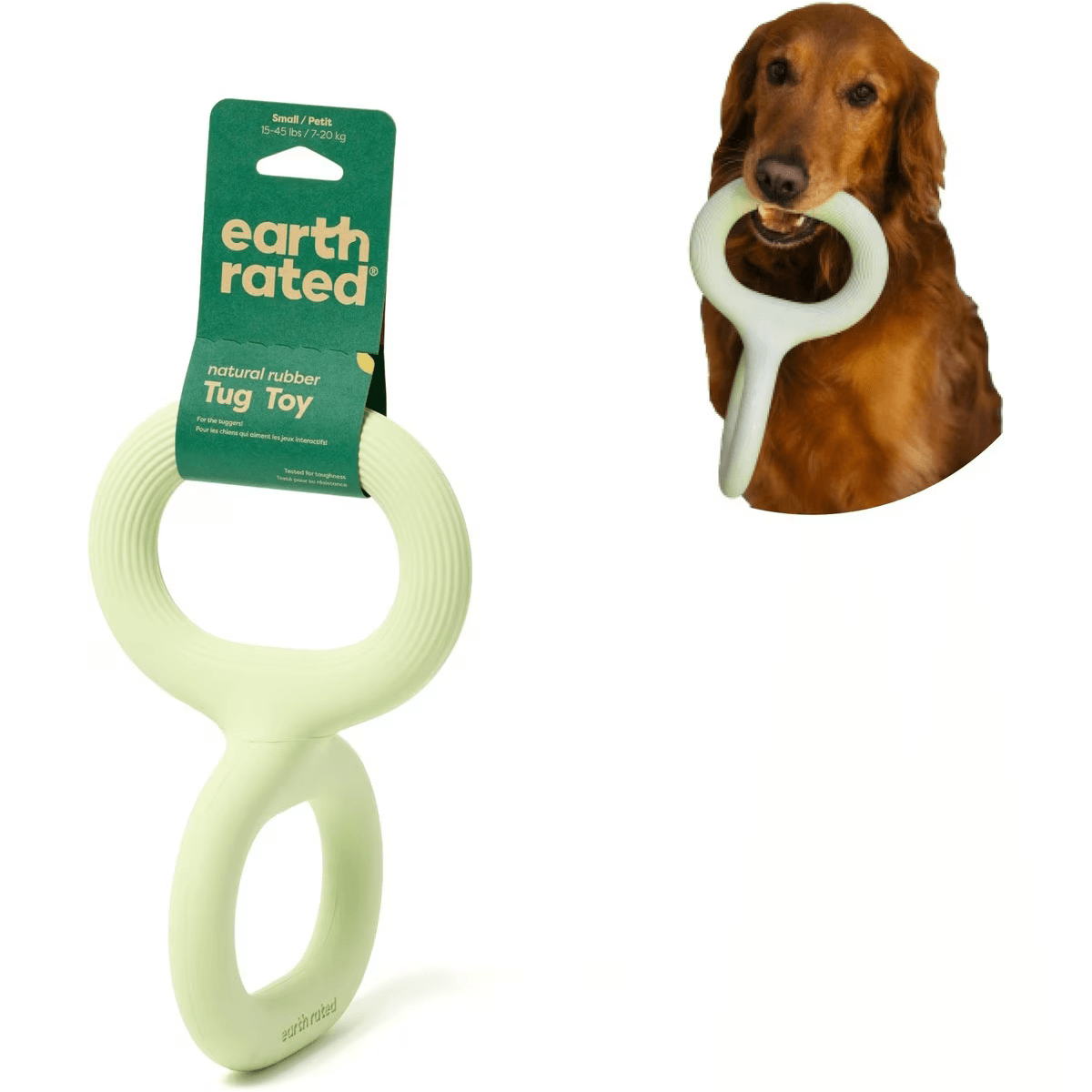 Earth Rated Green Rubber Tug Toy - Small - Dog Toys - Earth Rated - PetMax Canada