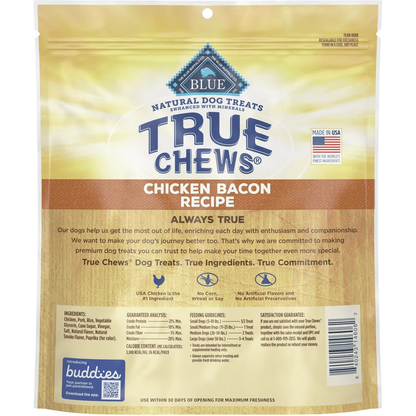 Blue True Chews Dog Treats Chicken Bacon - 340g - Dog Treats - Blue Buffalo - PetMax Canada