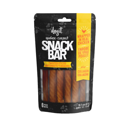 Dogit Snack Bar Dog Treats Chicken Wrapped Beefhide & Collagen Twisted Sticks