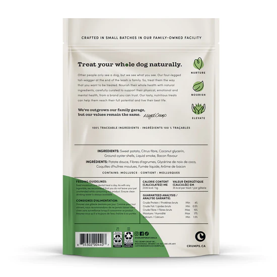 Crumps Naturals Plaque Busters Bacon Dog Treats  Dog Treats  | PetMax Canada