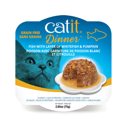 Nourriture humide pour chats CatIt Dîner de poisson avec corégone et citrouille