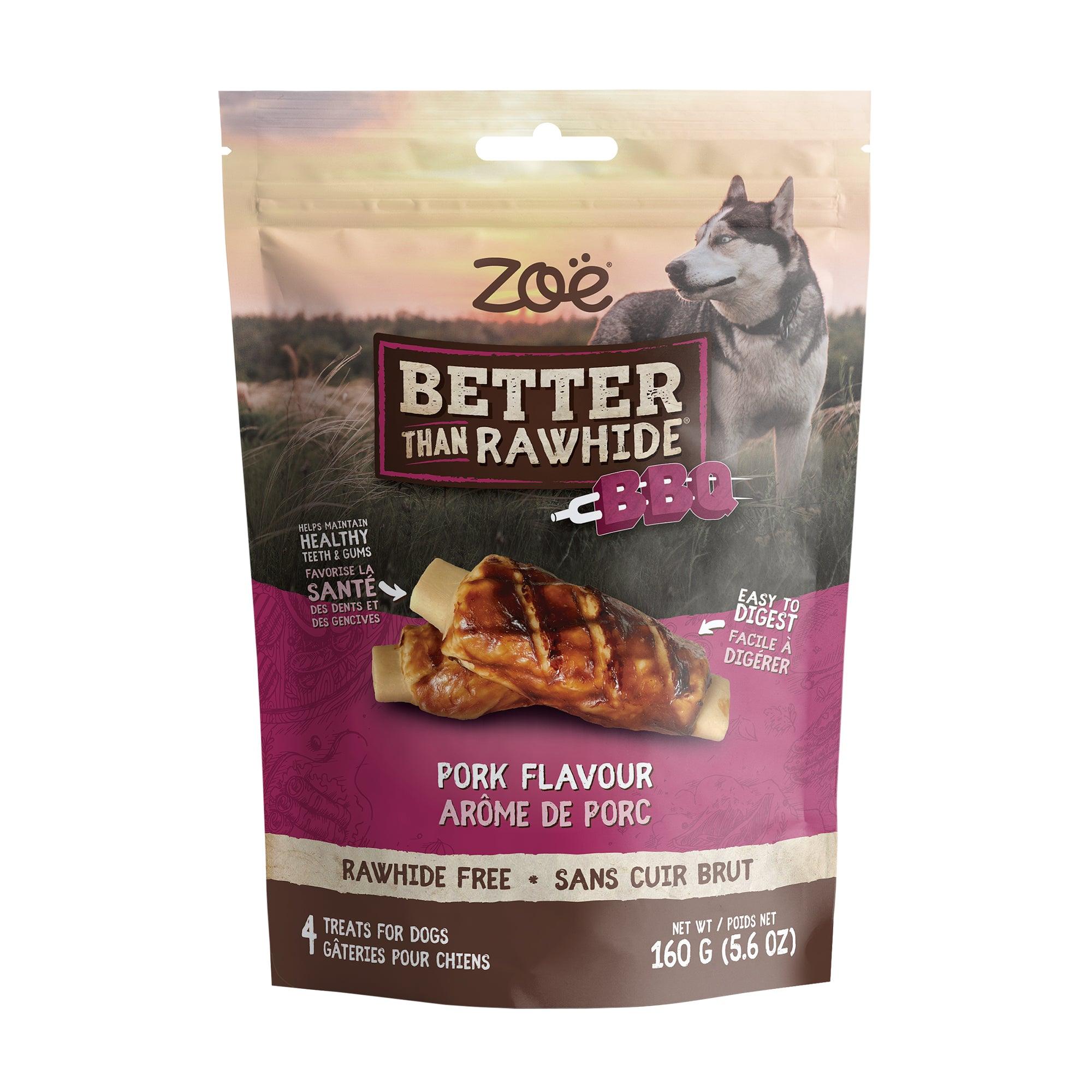 Zoe Better Than Rawhide BBQ Rib Pork Flavour Dog Treats - 4 Pack - Dog Treats - Zoe - PetMax Canada