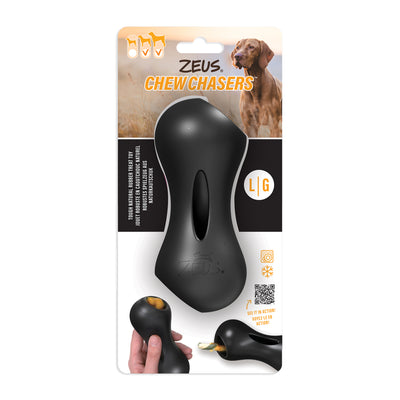 Zeus Chewchasers Black Rubber Peanut Shape Treat Toy