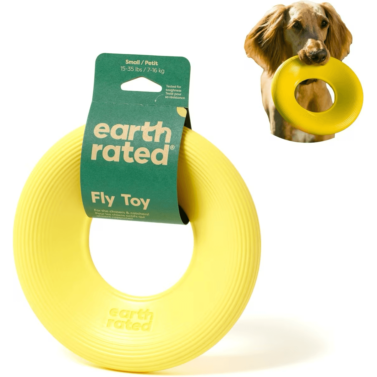 Earth Rated Fly Toy Yellow - Small - Dog Toys - Earth Rated - PetMax Canada