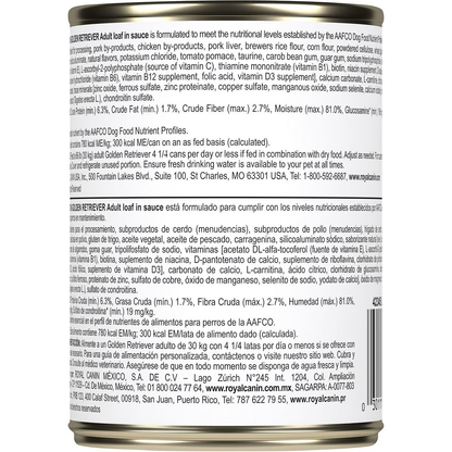 Royal Canin Breed Health Nutrition Golden Retriever Adult Loaf in Sauce Canned Dog Food