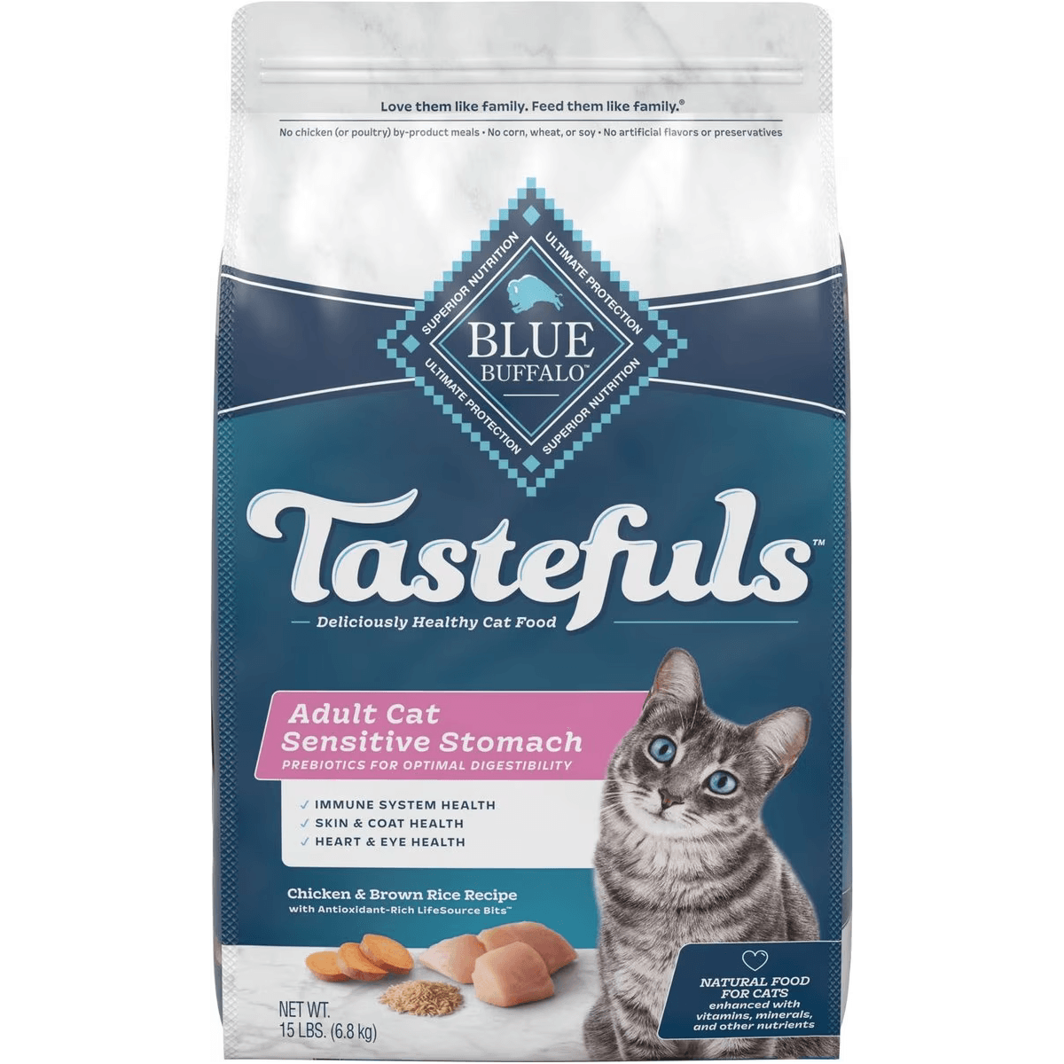 Blue Buffalo Tastefuls Sensitive Stomach Natural Chicken Adult Dry Cat Food - 2.27 Kg - Cat Food - Blue Buffalo - PetMax Canada