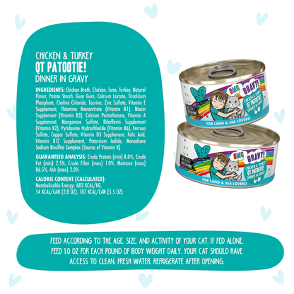 Weruva Wet Cat Food BFF Omg Qt Patootie! Chicken & Turkey Dinner in gravy