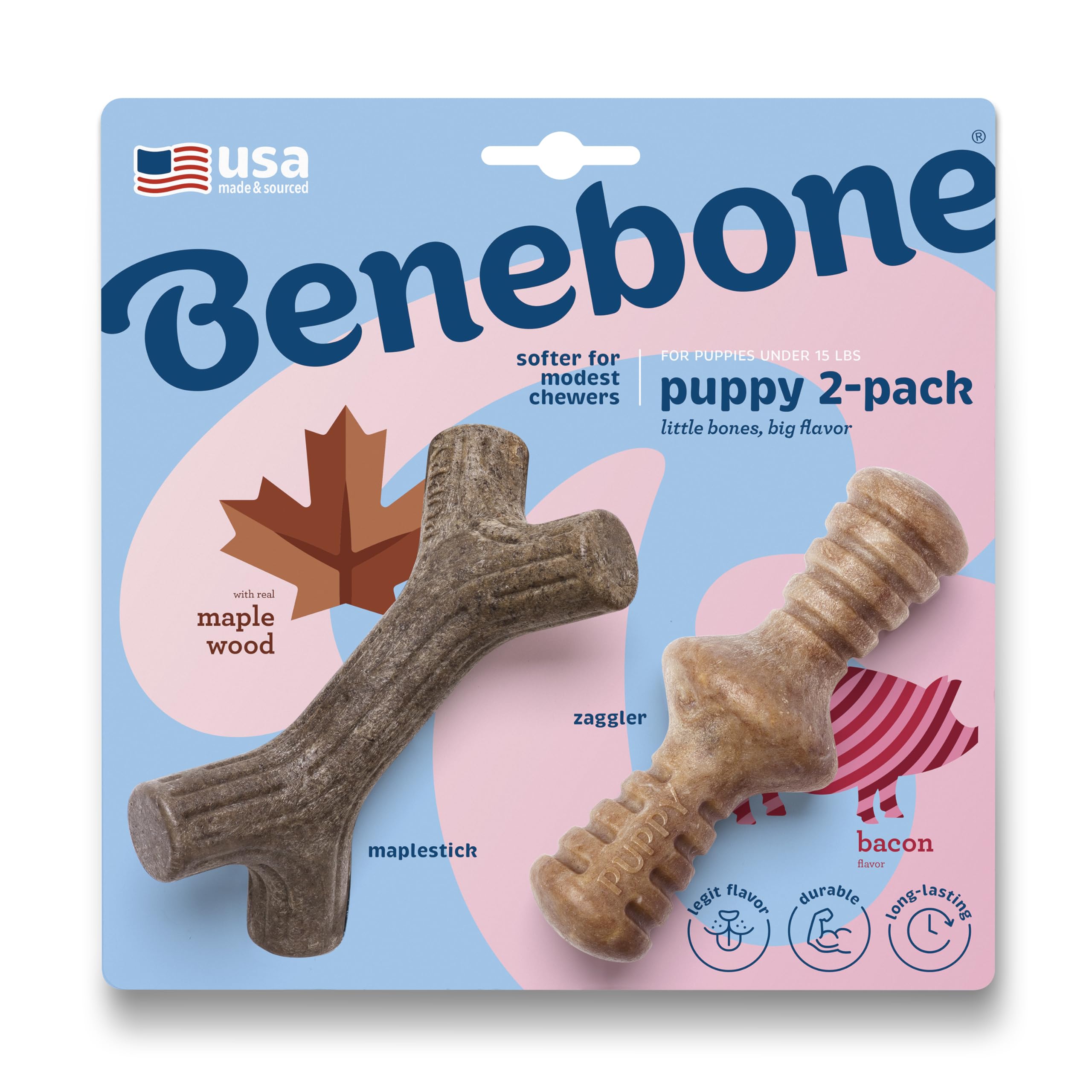 Benebone Puppy Chew Stick Zaggler Bacon 2-Pack