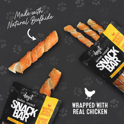 Dogit Snack Bar Chicken Wrapped Beefhide Spirals Large Dog Treats