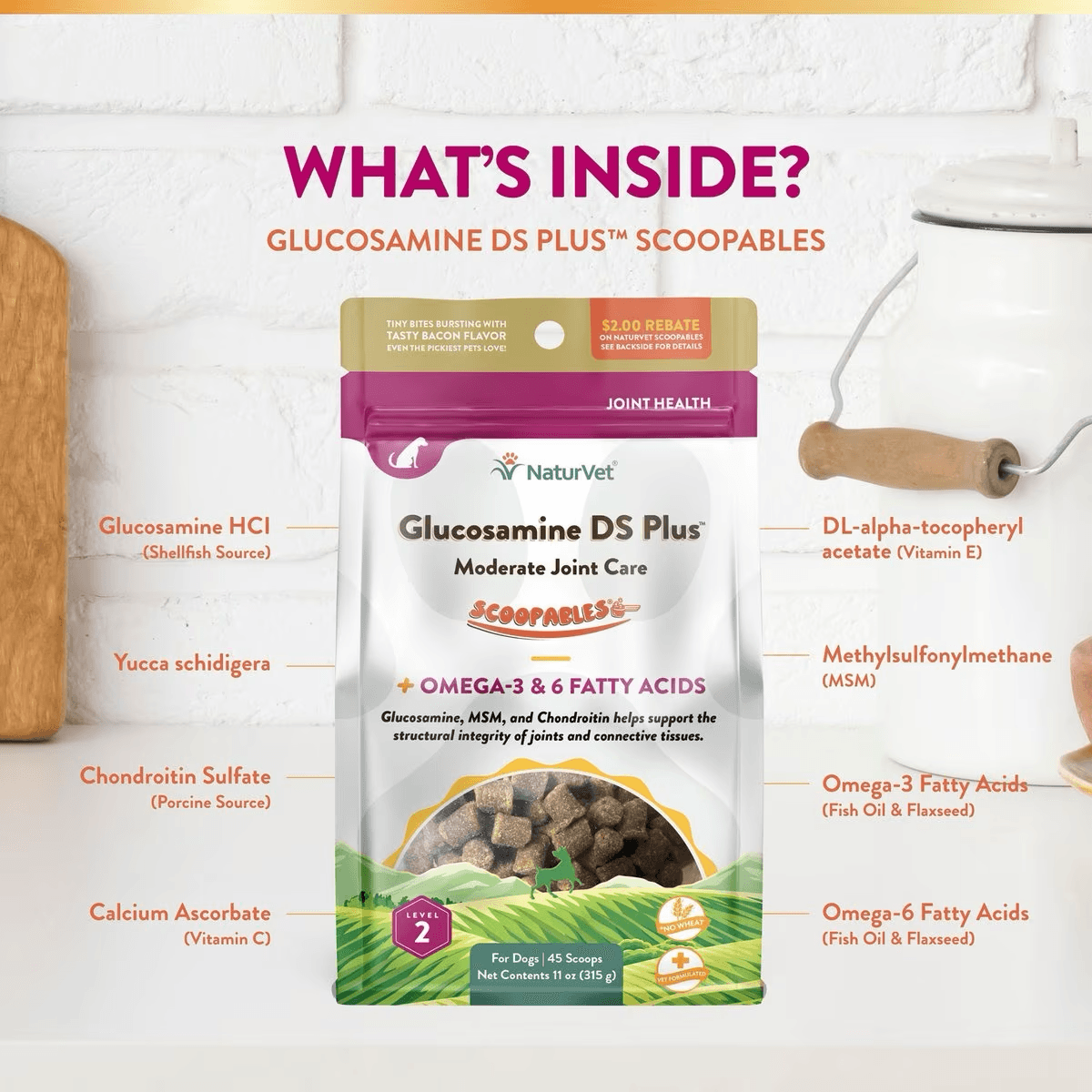 NaturVet Scoopables Glucosamine DS Plus Level 2 Moderate Joint Care Dog Supplement  Health Care  | PetMax Canada