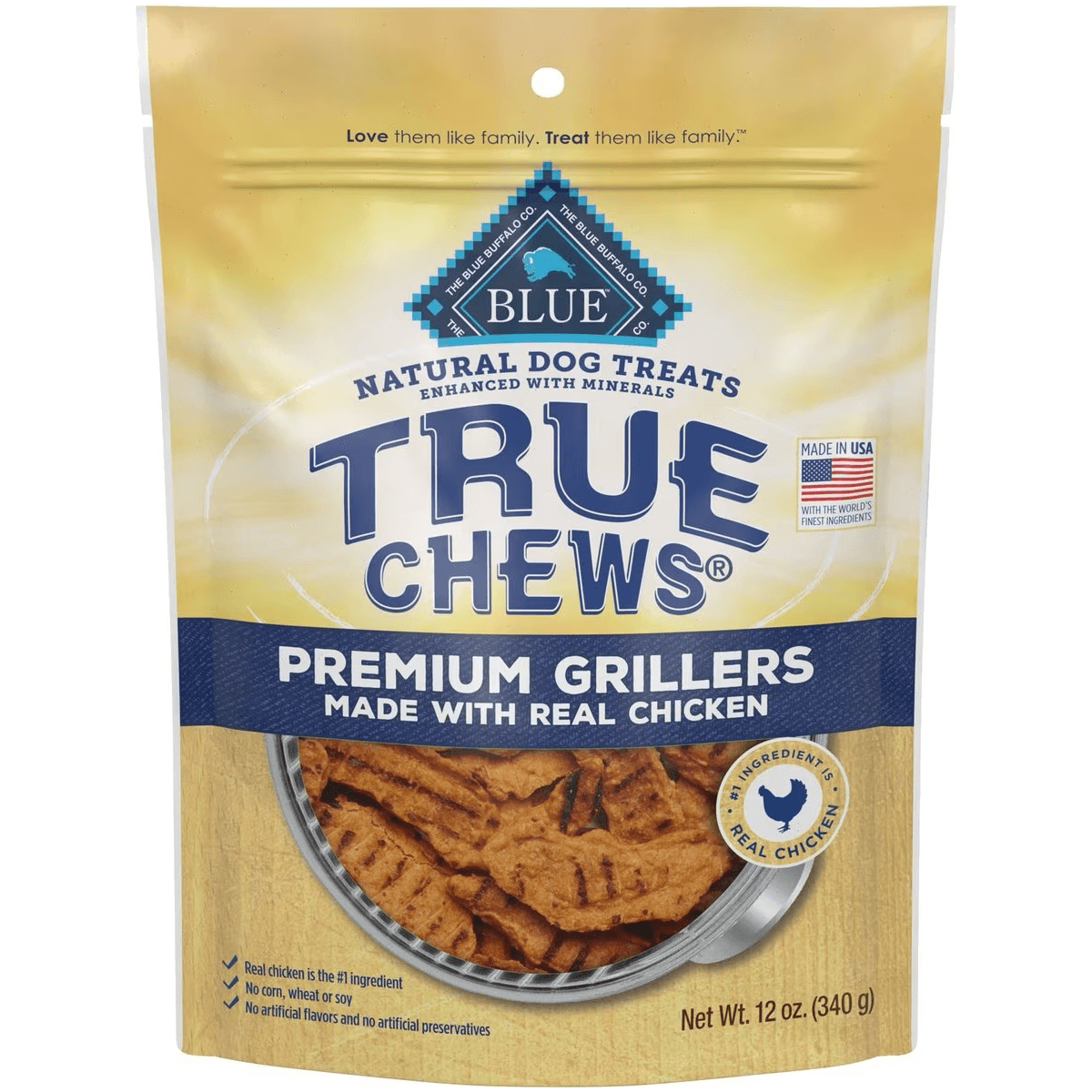 Blue True Chews Dog Treats Grillers Chicken - 340g - Dog Treats - Blue Buffalo - PetMax Canada