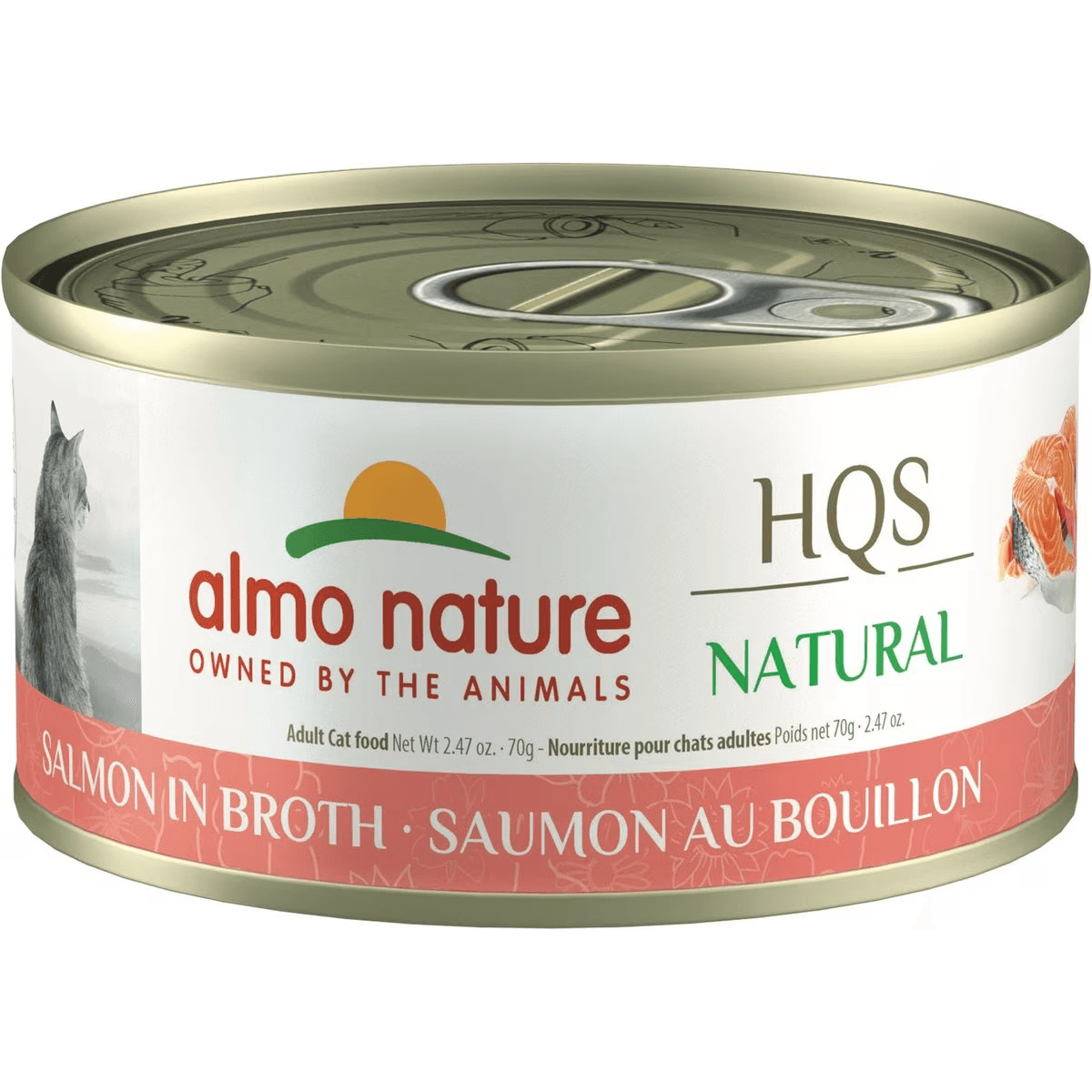 Almo Nature HQS Natural Salmon in Broth Grain-Free Canned Cat Food - 70g - Canned Cat Food - Almo Nature - PetMax Canada