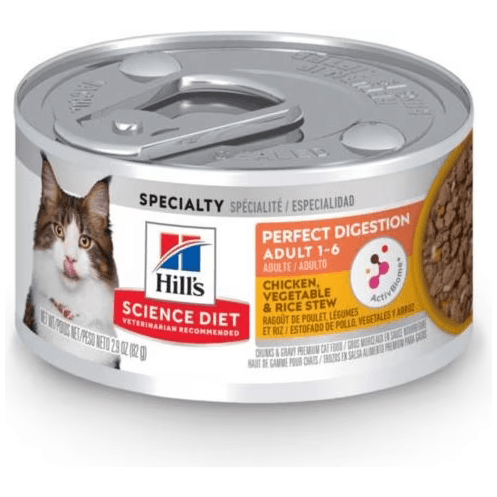 Hill's Science Diet Perfect Digestion Chicken, Vegetable & Rice Stew Adult Canned Cat Food - 82g - Canned Cat Food - Hill's Science Diet - PetMax Canada