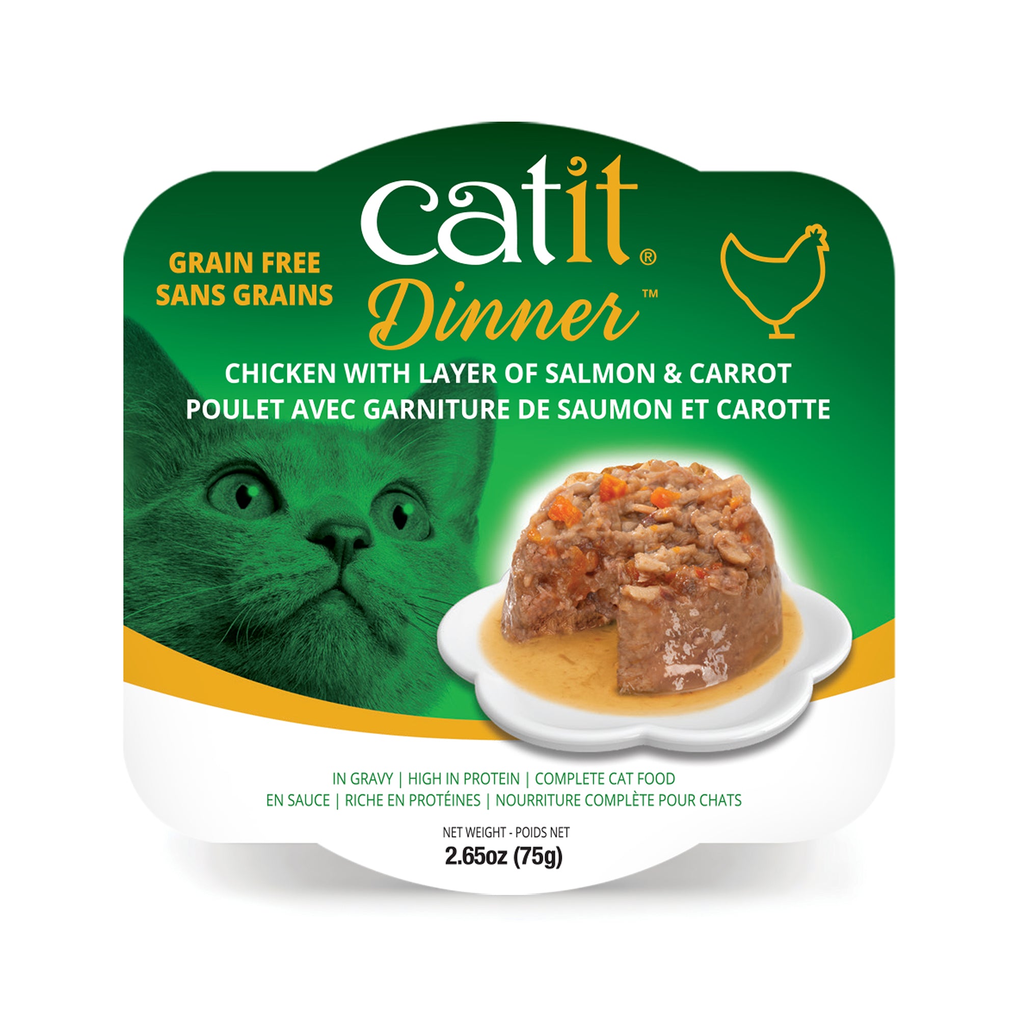 Nourriture humide pour chats CatIt Dîner au poulet avec saumon et carotte