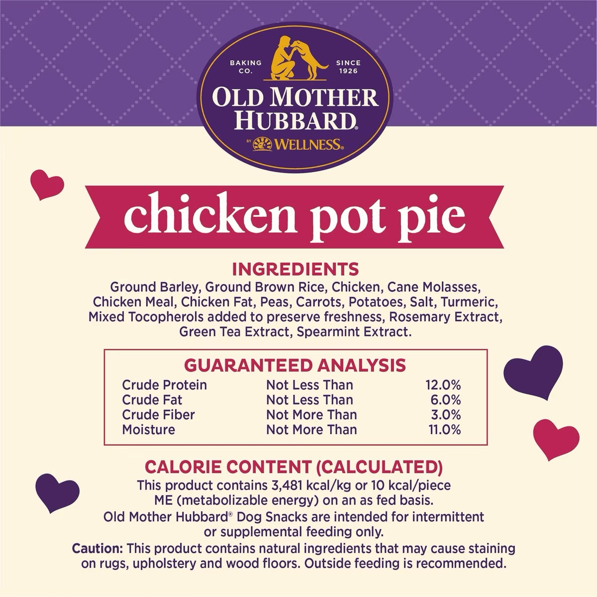 Old Mother Hubbard Classic Chicken Pot Pie Natural Mini Oven-Baked Biscuits Dog Treats - 567g - Dog Treats - Old Mother Hubbard - PetMax Canada