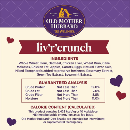 Old Mother Hubbard Classic Liv'R'Crunch Natural Mini Oven-Baked Biscuits Dog Treats - 567g - Dog Treats - Old Mother Hubbard - PetMax Canada