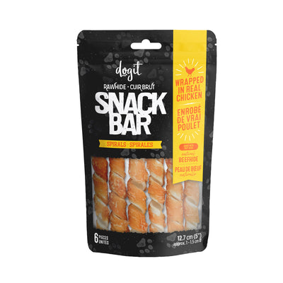 Dogit Snack Bar Dog Treats Chicken Wrapped Beefhide Spirals Small