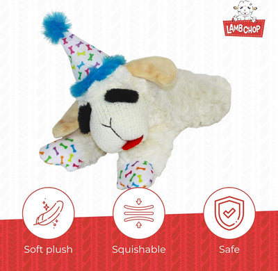 Lamb Chop With Birthday Hat Plush Dog Toy
