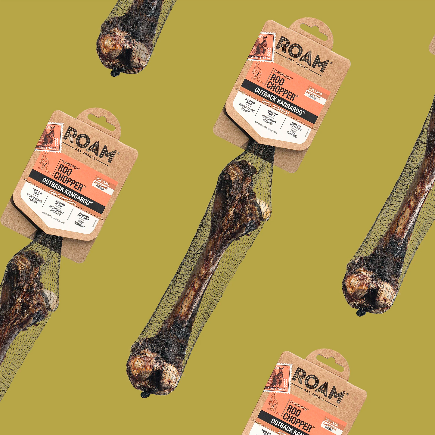 Roam Roo Chopper Kangaroo Dog Bone Treat  Natural Chews  | PetMax Canada