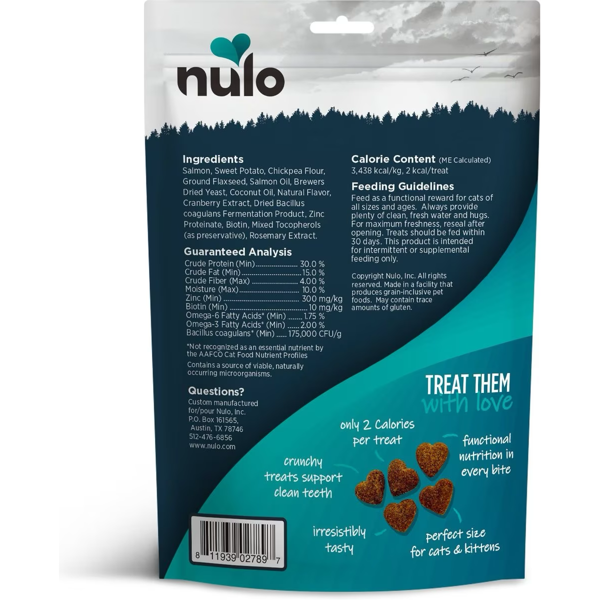 Nulo Skin & Coat Salmon Recipe Grain-Free Crunchy Cat Treats  Cat Treats  | PetMax Canada
